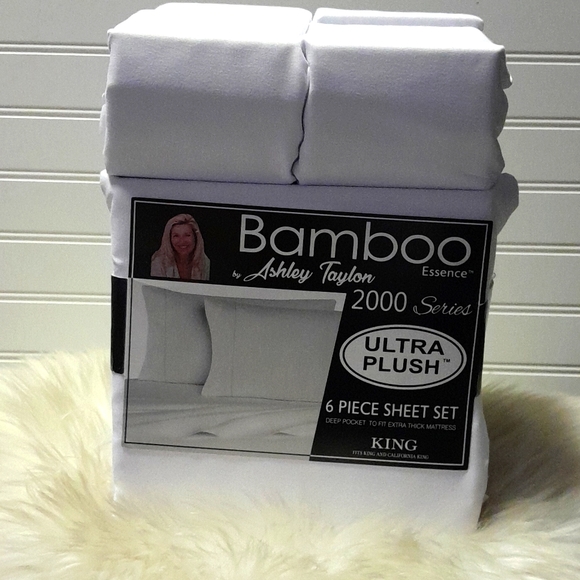 Bamboo Essence King Size White 6 Piece Sheet Set - Picture 8 of 10